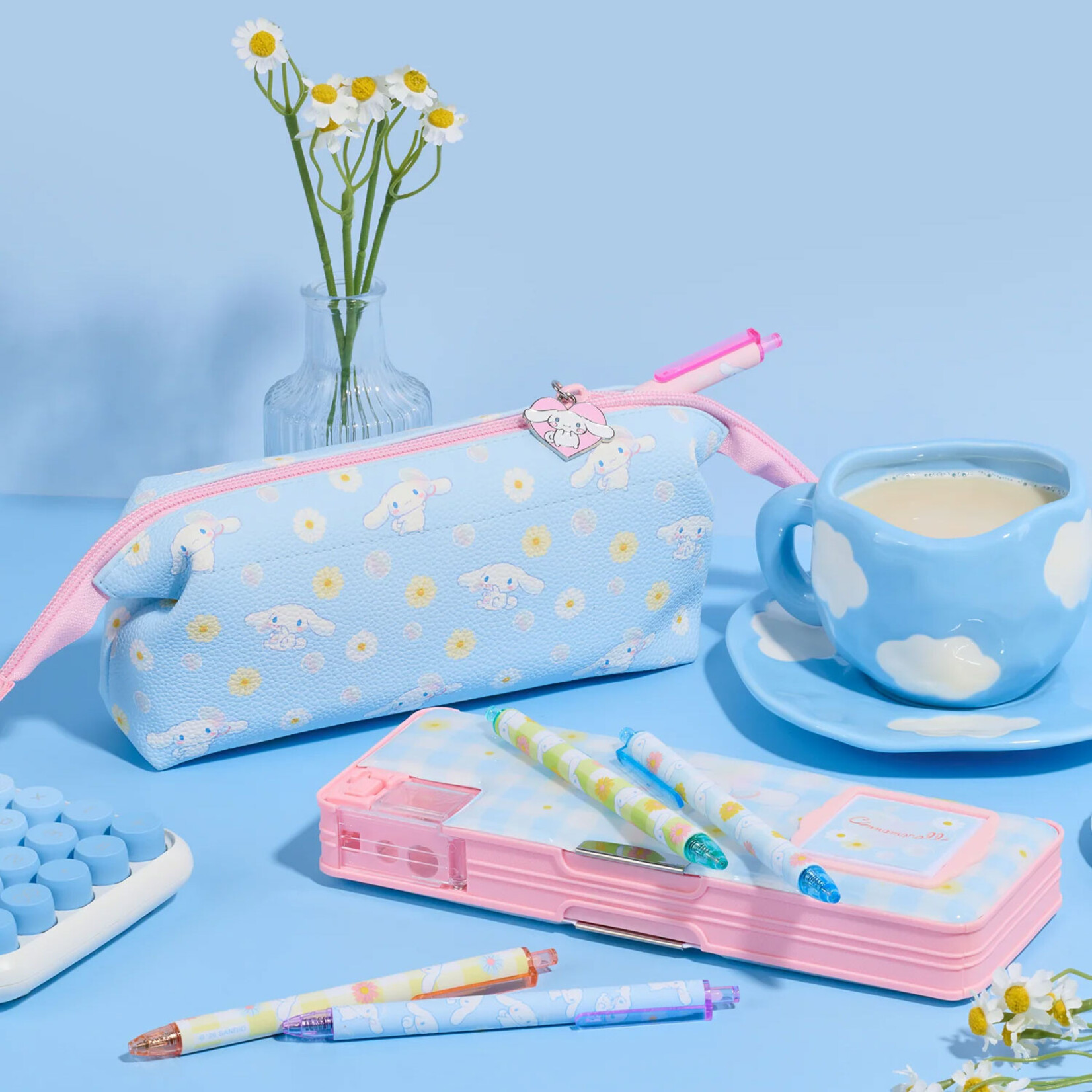 Hello Kitty Cinnamoroll Sweet Daisies Charmed Pencil Pouch