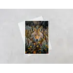 Salty Alyce Greeting Card - Coyote Hiding in Wildflowers