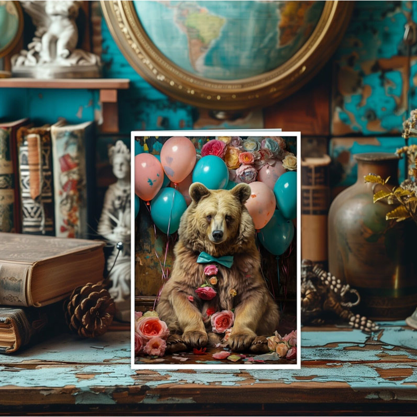 Salty Alyce Greeting Card - Bear with Balloons