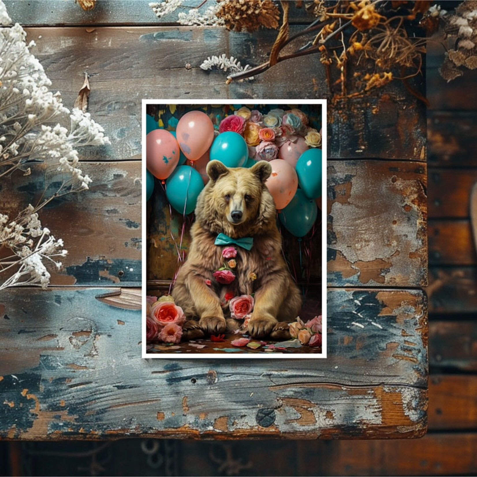 Salty Alyce Greeting Card - Bear with Balloons