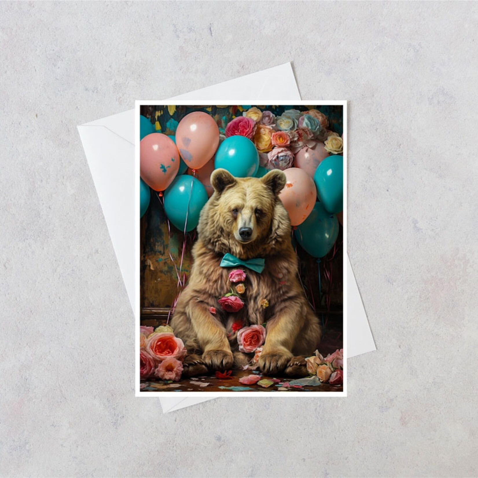Salty Alyce Greeting Card - Bear with Balloons