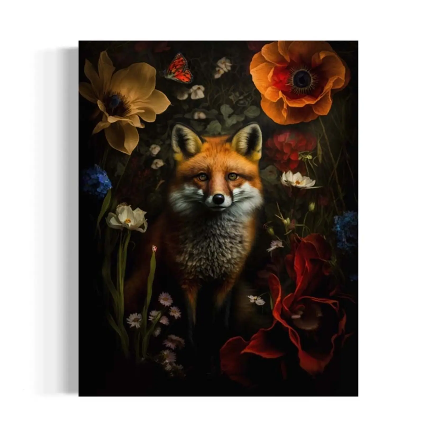 Salty Alyce Wall Decor - Red Fox Hiding in Floral Painting