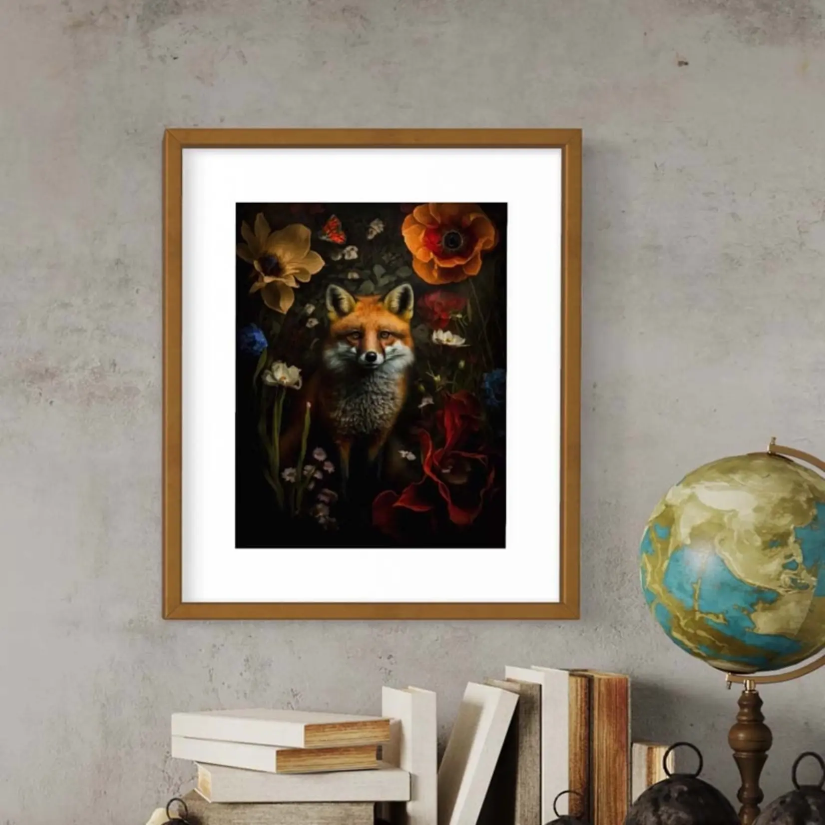 Salty Alyce Wall Decor - Red Fox Hiding in Floral Painting