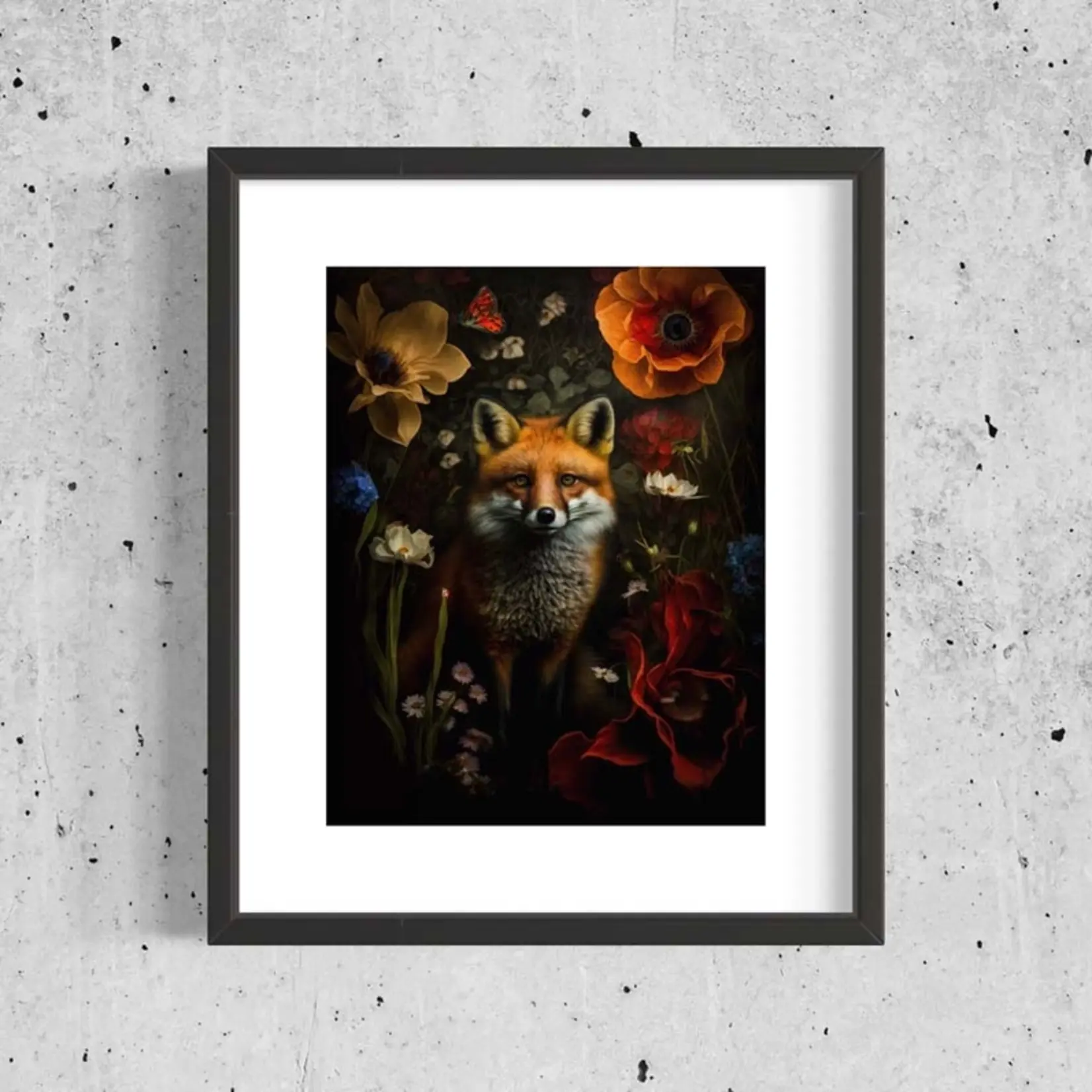 Salty Alyce Wall Decor - Red Fox Hiding in Floral Painting