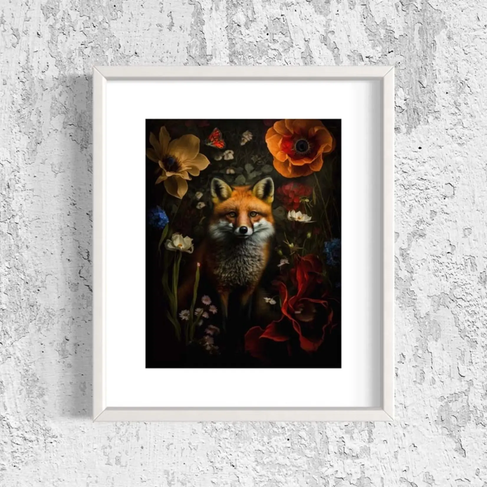 Salty Alyce Wall Decor - Red Fox Hiding in Floral Painting