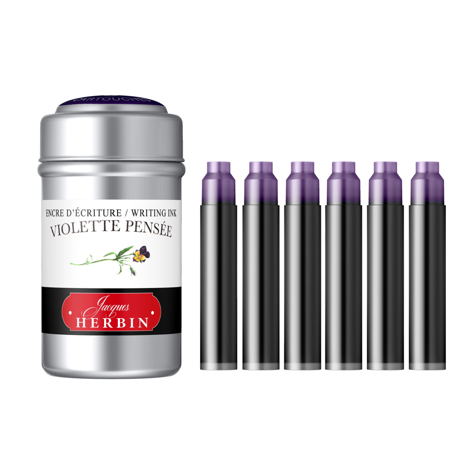 Jacques Herbin Ink Cartridges - Pack of 6 (Assorted Colours)