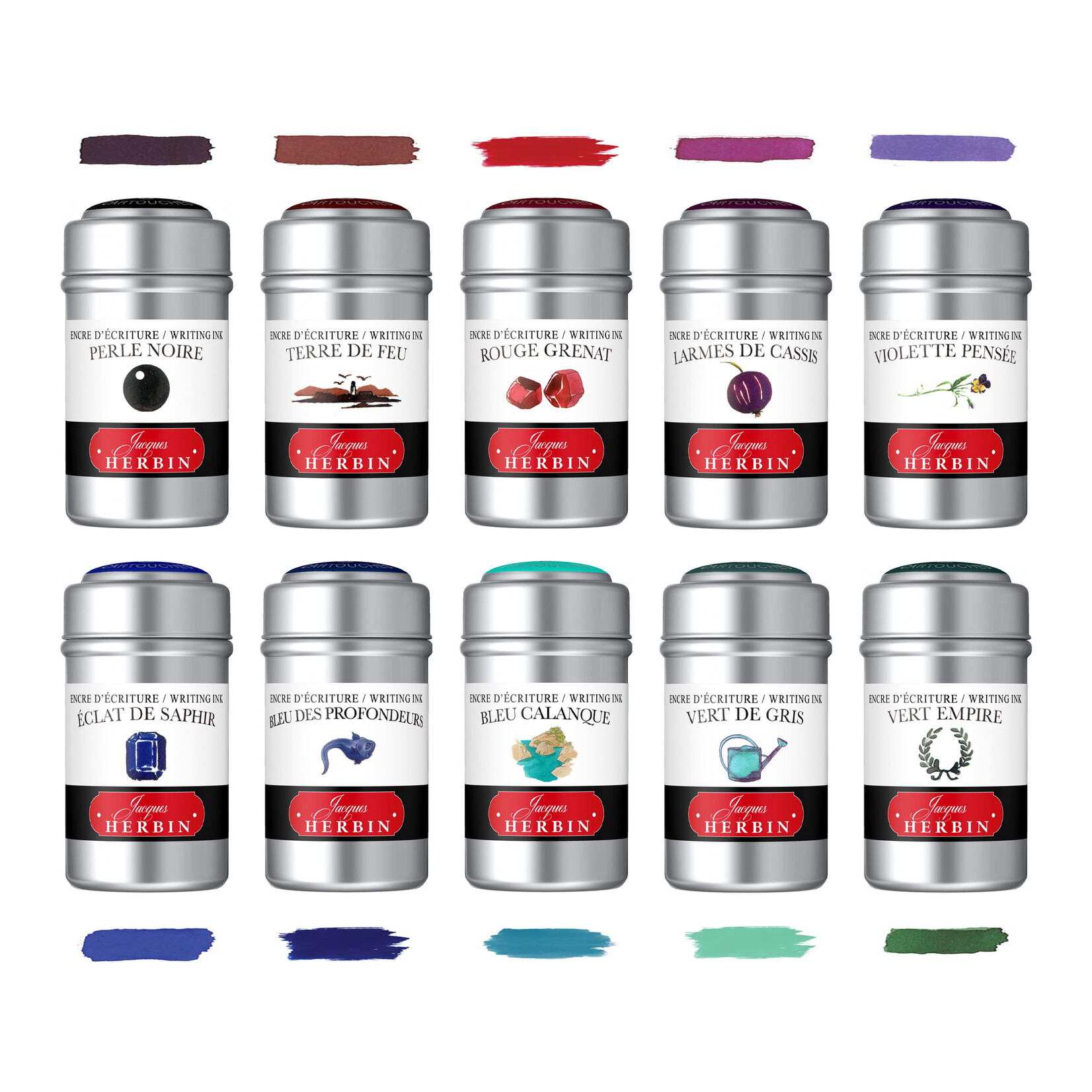 Jacques Herbin Ink Cartridges - Pack of 6 (Assorted Colours)