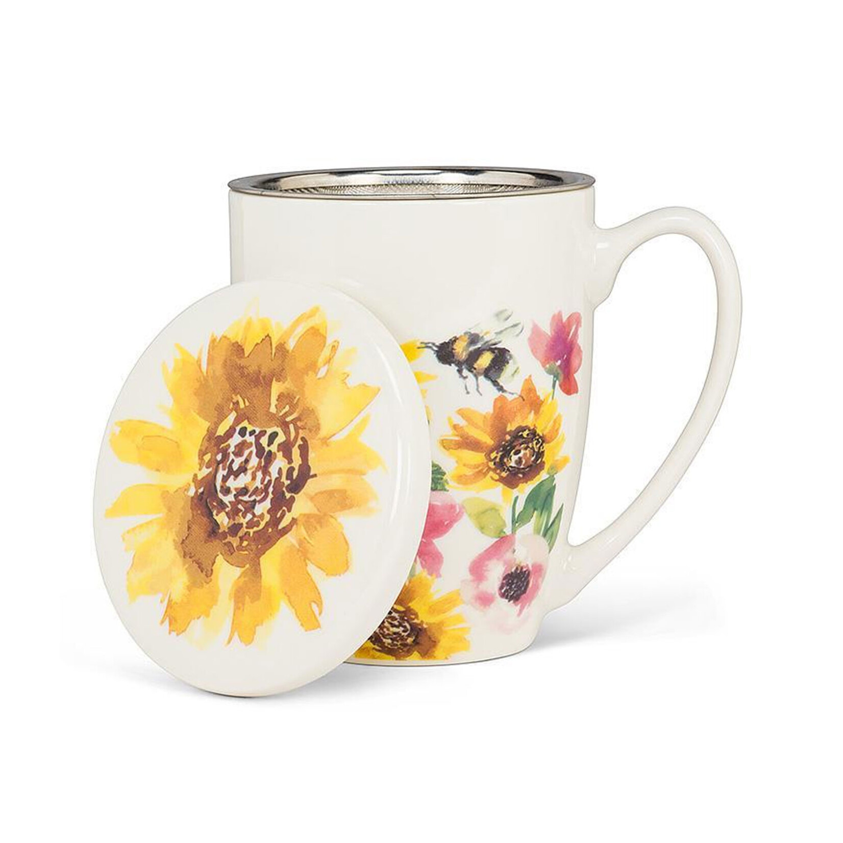 Abbott Covered Mug & Strainer - Sunflowers & Bees