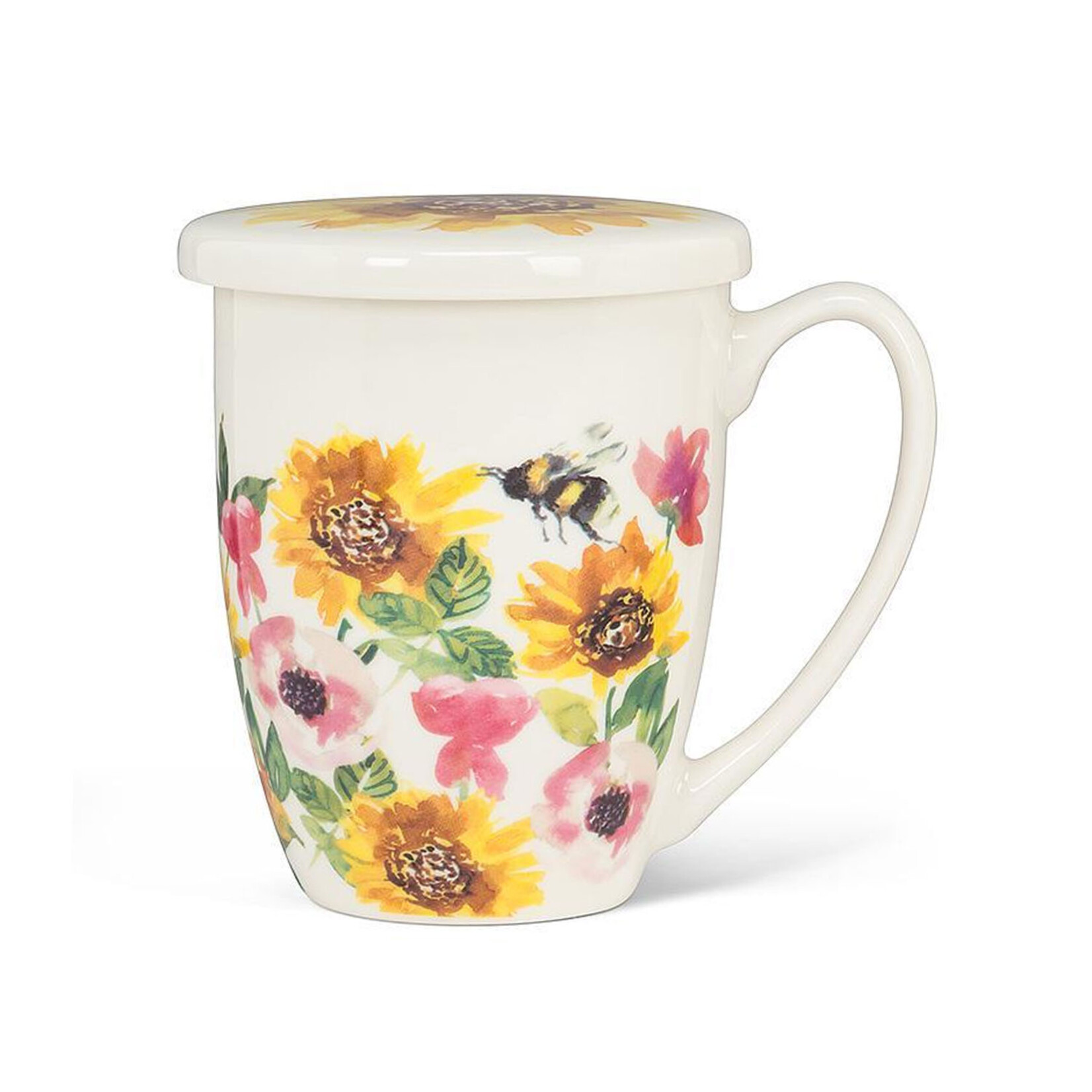 Abbott Covered Mug & Strainer - Sunflowers & Bees
