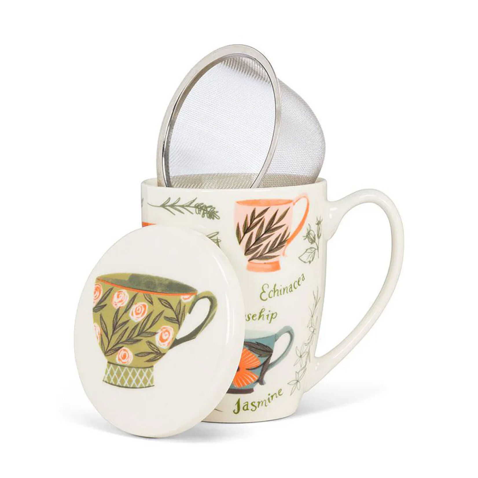 Abbott Covered Mug & Strainer - Tea Garden