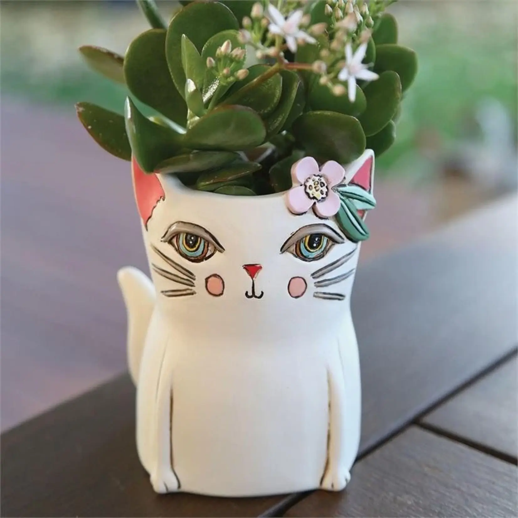 Allen Designs Small Hand-Painted Planter - Pretty Kitty