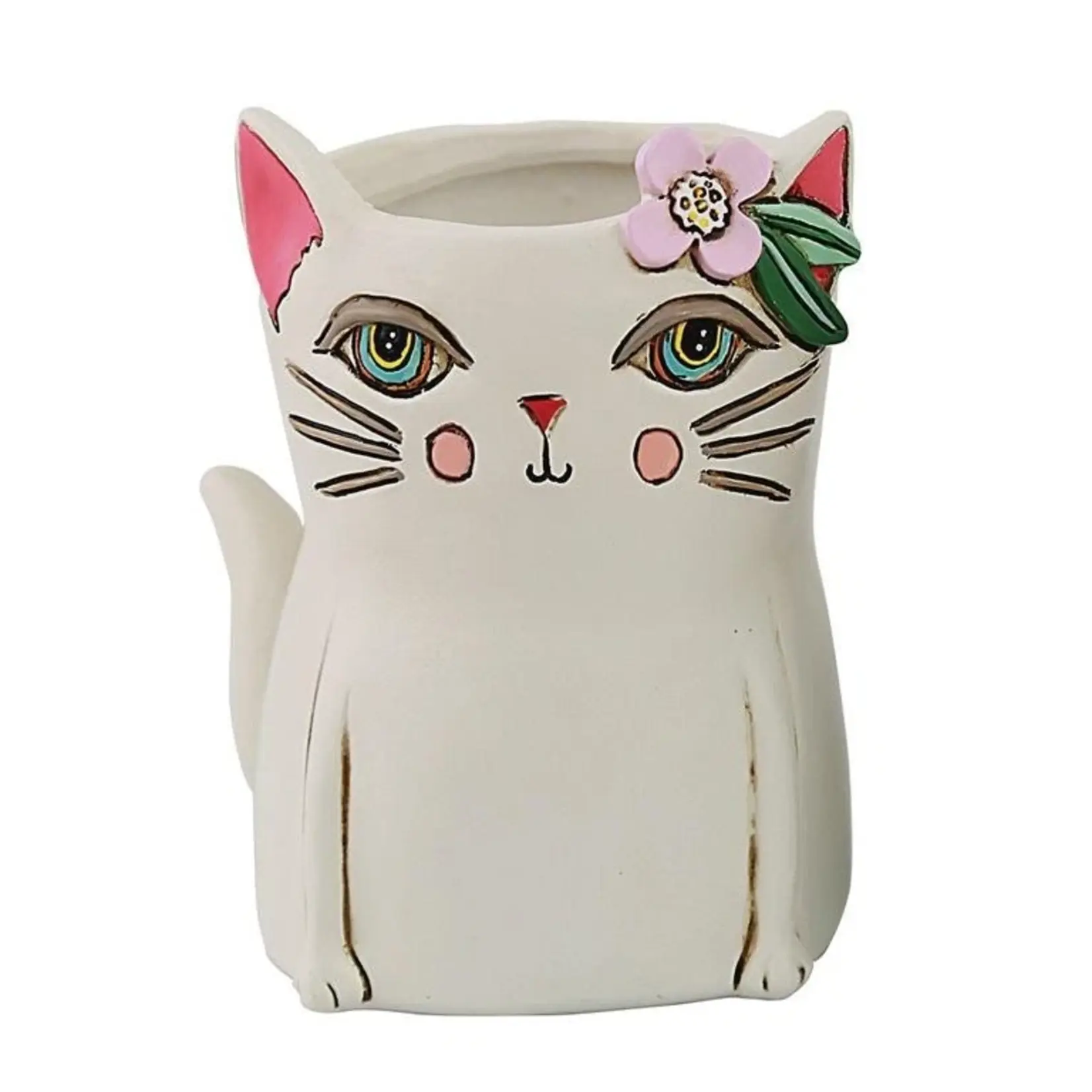 Allen Designs Small Hand-Painted Planter - Pretty Kitty