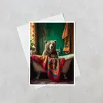 Salty Alyce Greeting Card - Bear in the Bathtub with Pendleton