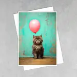 Salty Alyce Greeting Card - Birthday Party Kitty with Balloon