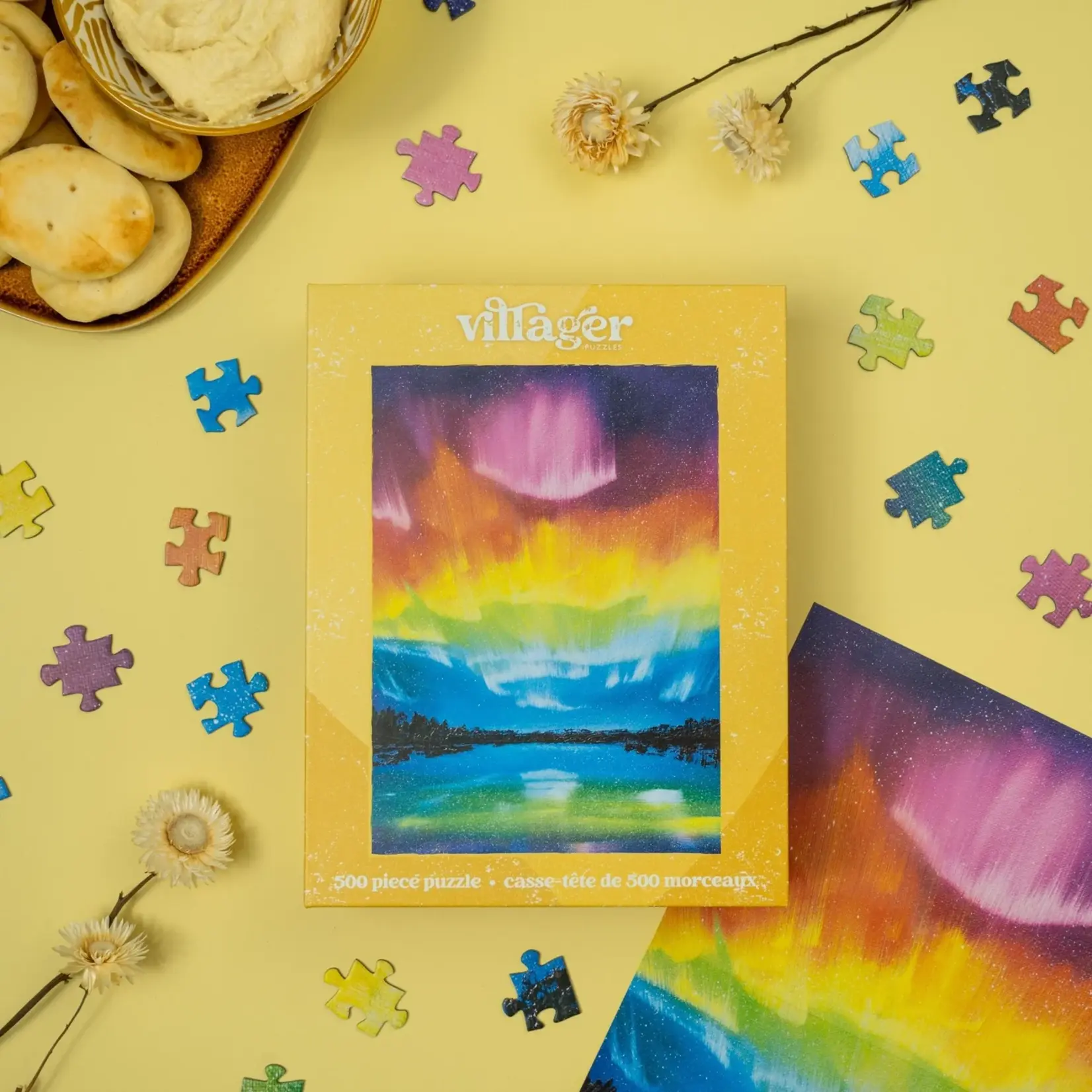 Villager Puzzles Jigsaw Puzzle - Rainbow Northern Lights (500-Piece)