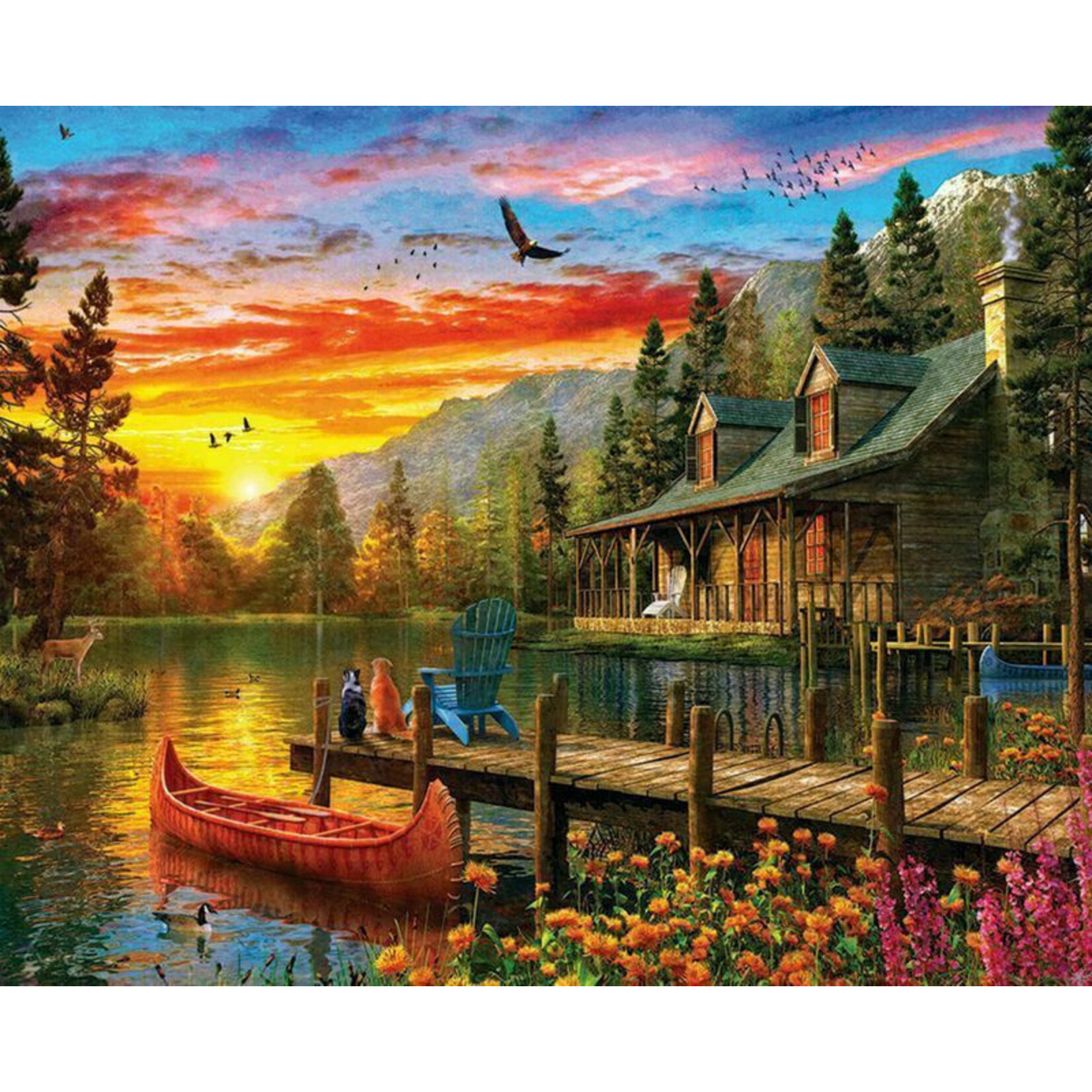 Springbok Puzzle - Jigsaw Puzzle - Cabin Evening Sunset (1000-Piece)