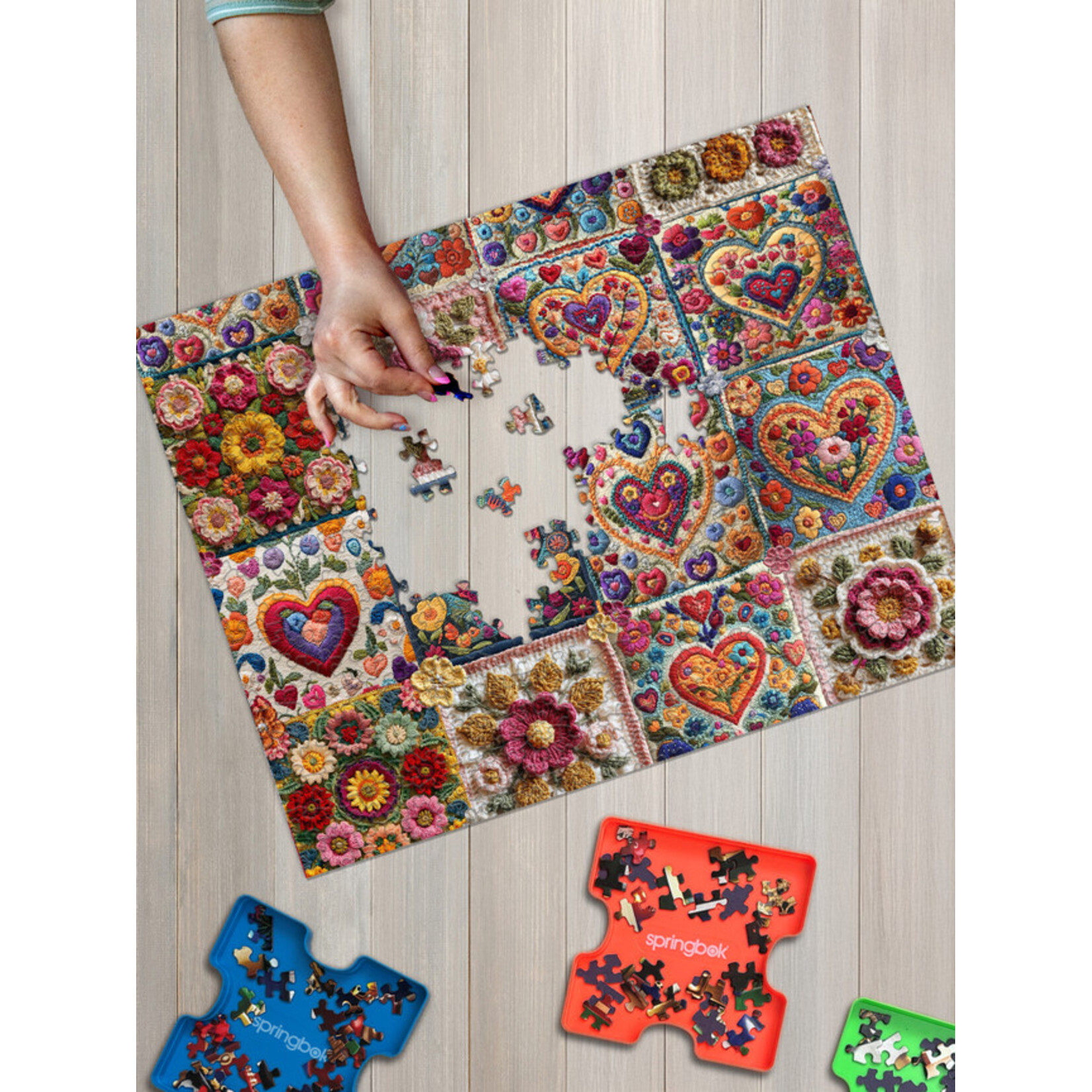 Springbok Jigsaw Puzzle - Crochet Hearts (1000-Piece)