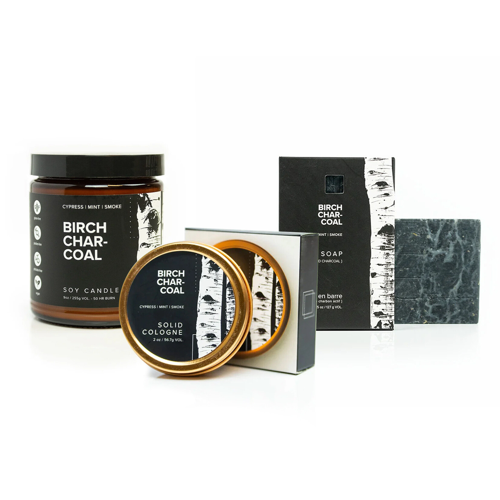 Broken Top Birch Charcoal - Solid Cologne | Bar Soap | Soy Candle