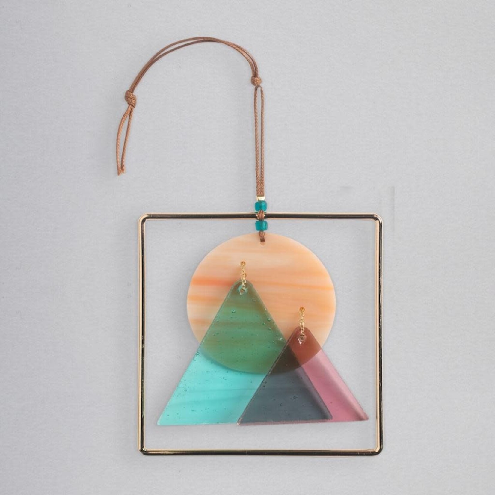 Sun Catcher - Stained Glass -  Sunset Mountains