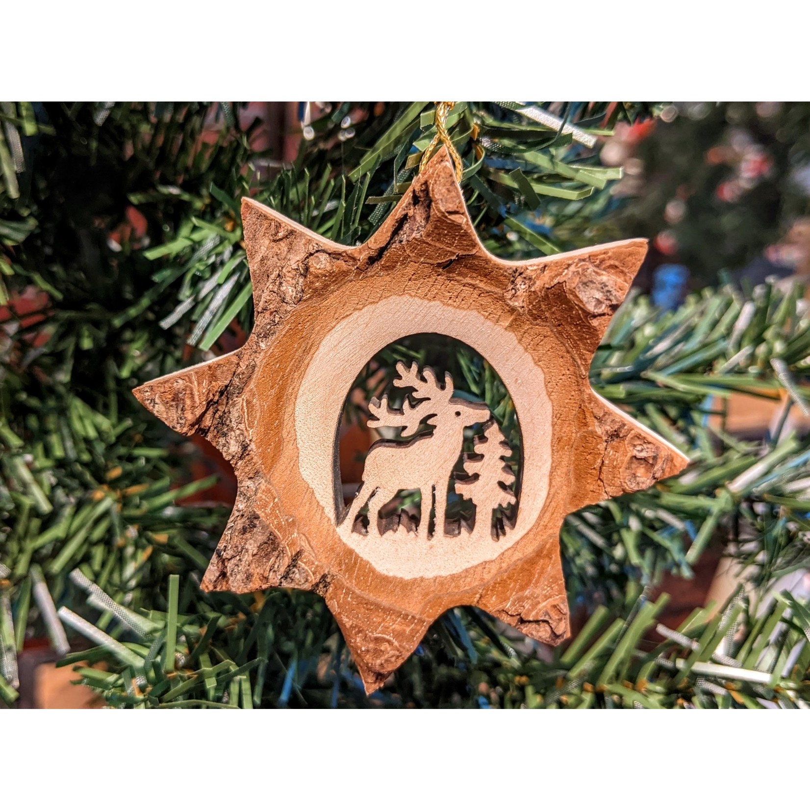 Waldfabrik Ornament Star Bark - Deer