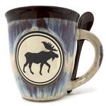 Mug w/Spoon - Stoneware Moose