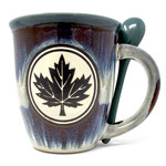 Mug w/Spoon - Stoneware Maple Leaf
