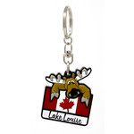 Keychain - Flexible - Moose with Flag