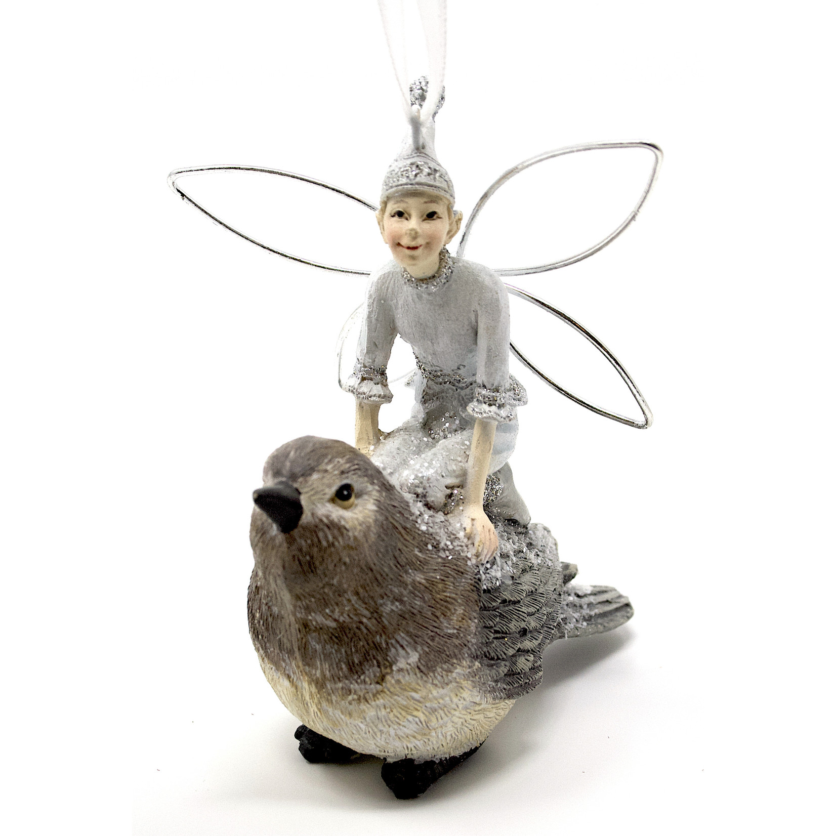 Abbott Clearance Orn - White Fairy on Bird