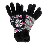 Glove - Snowflake - Fur - Black