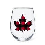 Abbott Stemless Wine Glass - Check - Maple Leaf