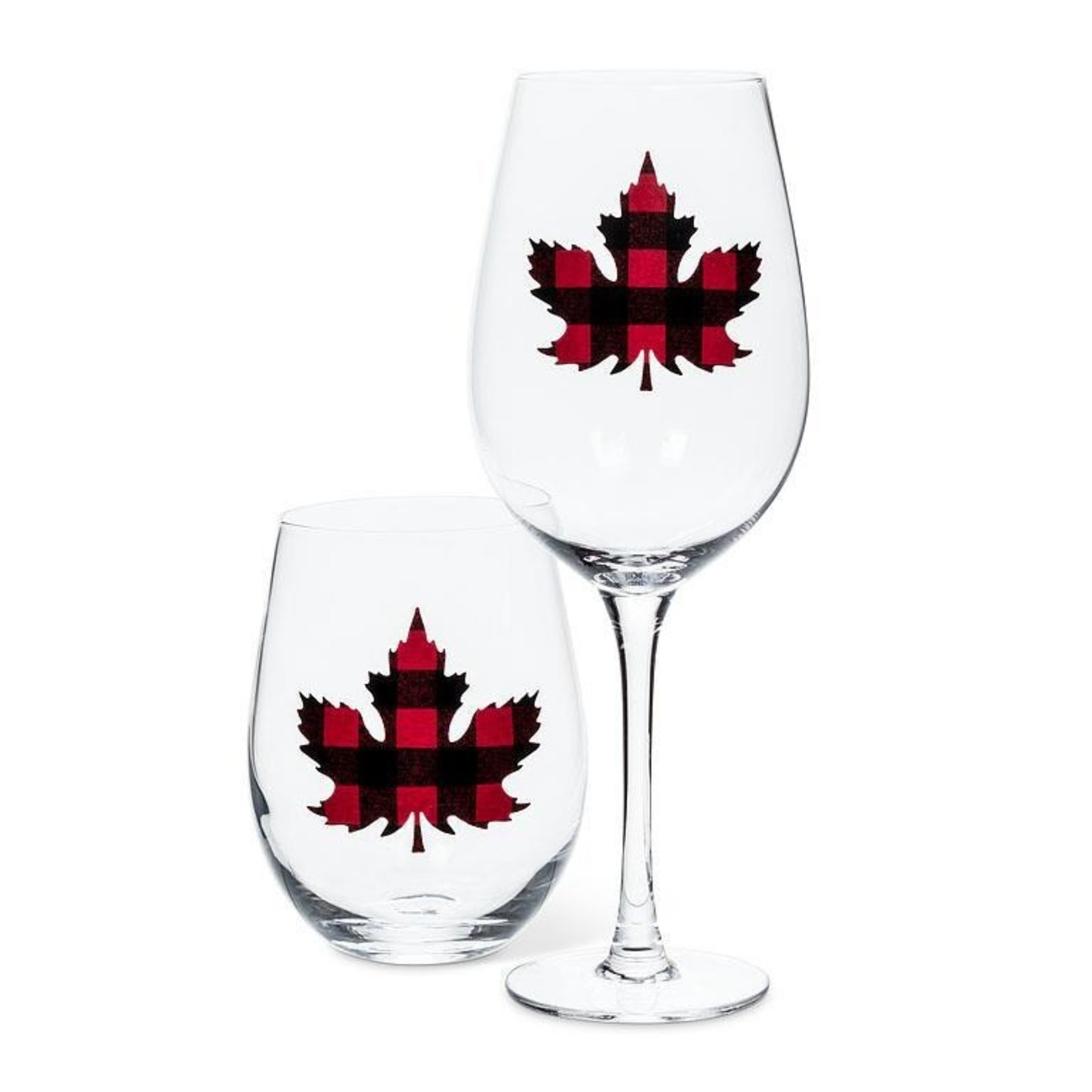 Abbott Stemless Wine Glass - Check - Maple Leaf