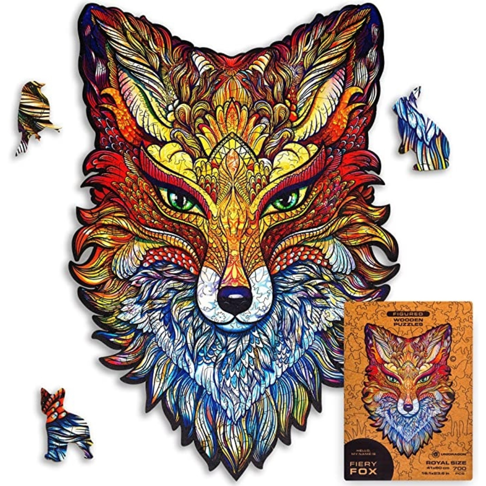 Unidragon Wood Puzzle - Fiery Fox Head 