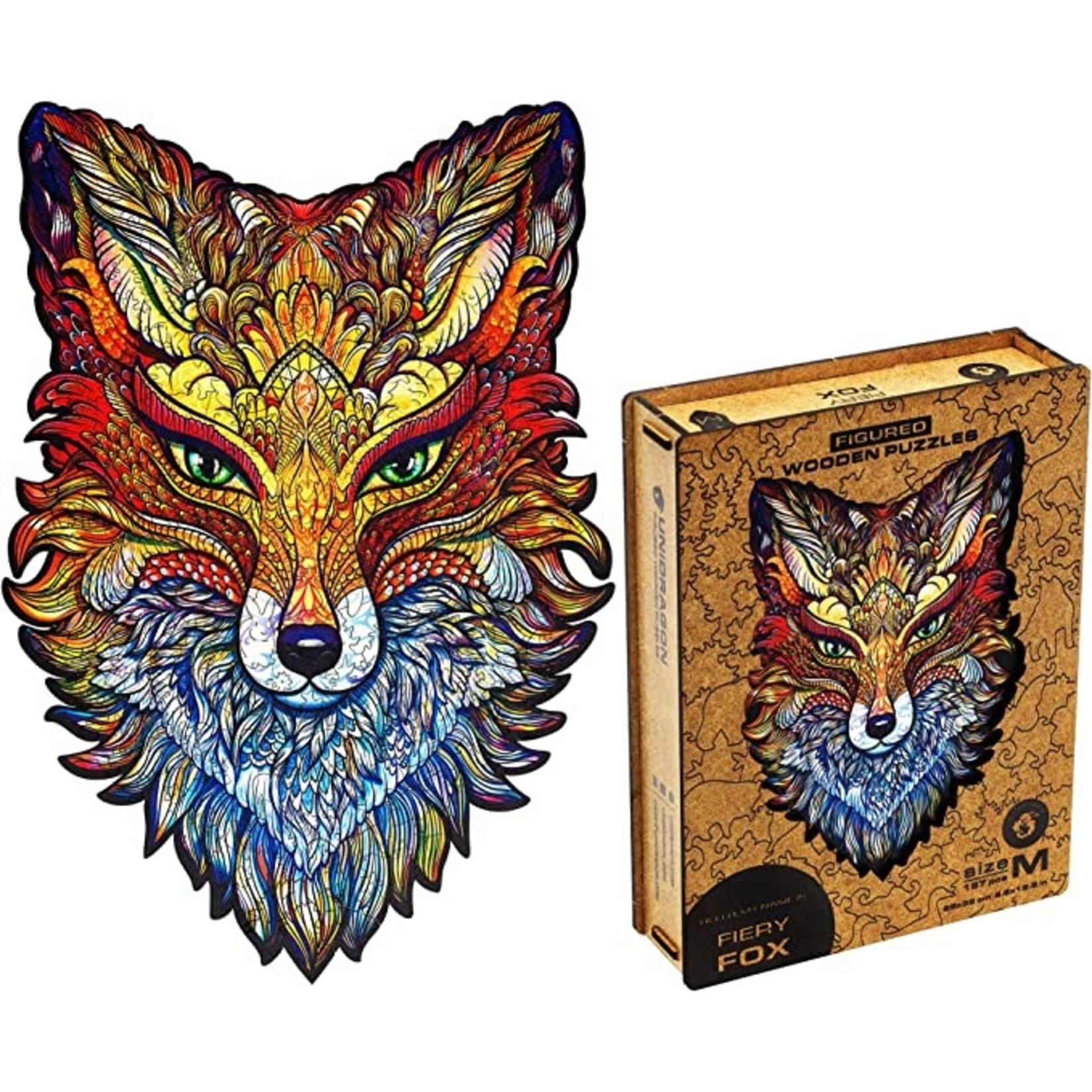 Unidragon Wood Puzzle - Fiery Fox Head -
