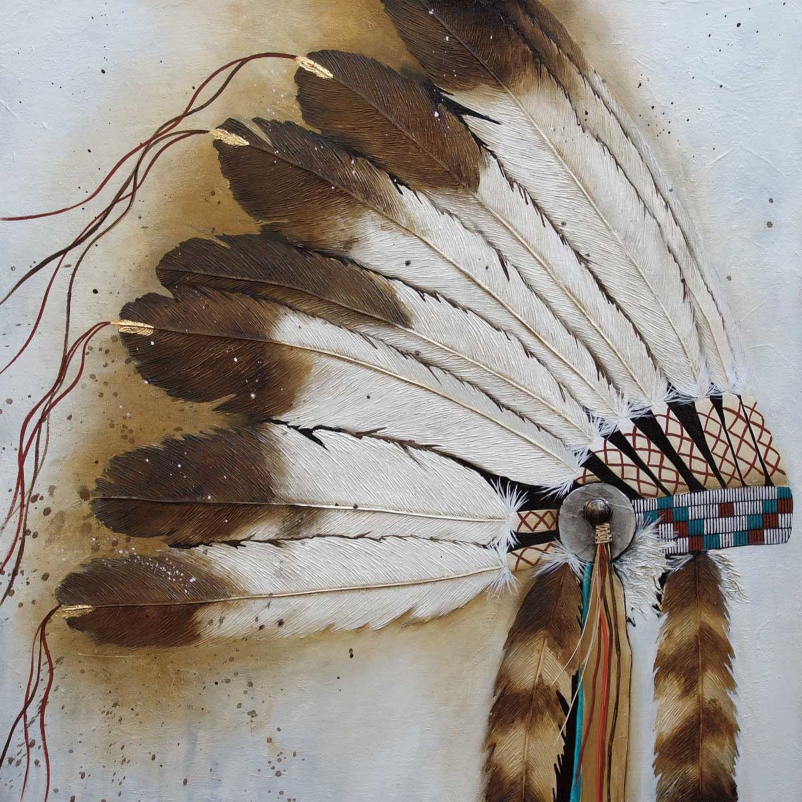 Indigenous Collection Art Card - Micqaela - Precious Metals War Bonnet