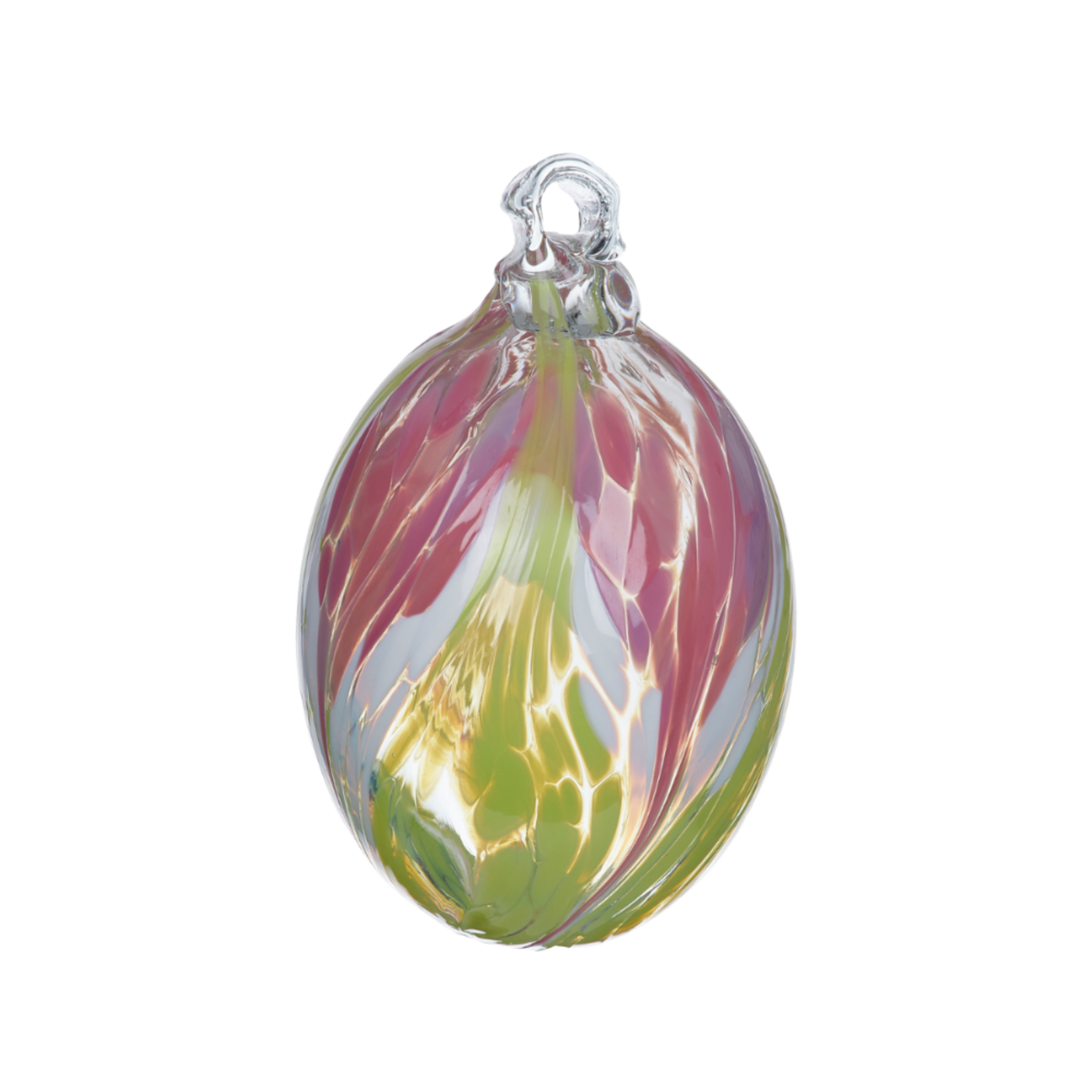 Kitras Art Glass Pastel Mini Eggs - 2" - Pink/Lime