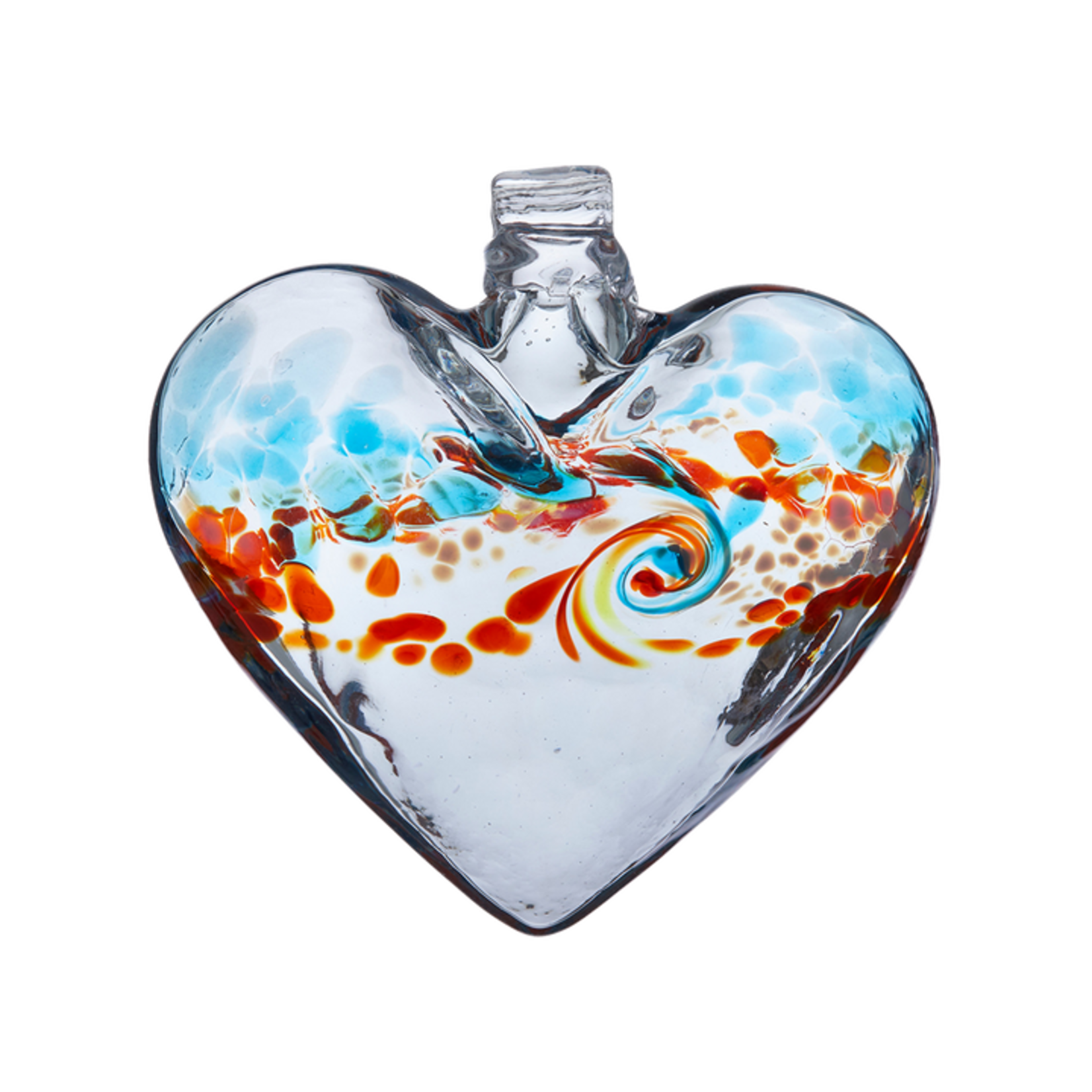 Kitras Art Glass VanGlow Heart - Aqua/Orange