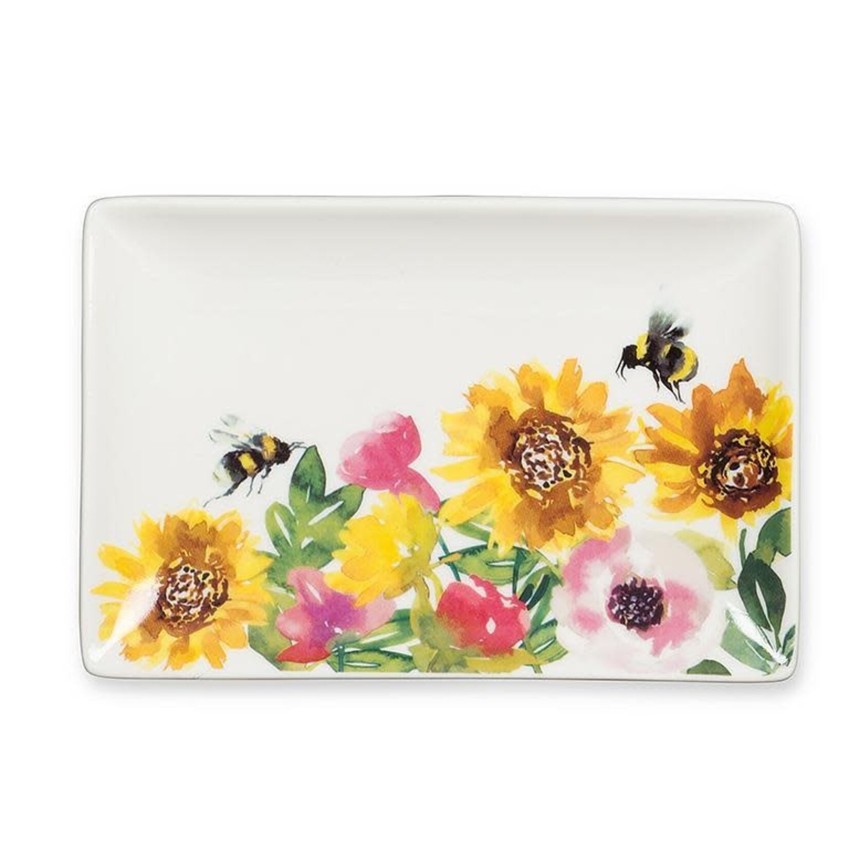 Abbott Rectangle Plate - Sunflowers & Bees