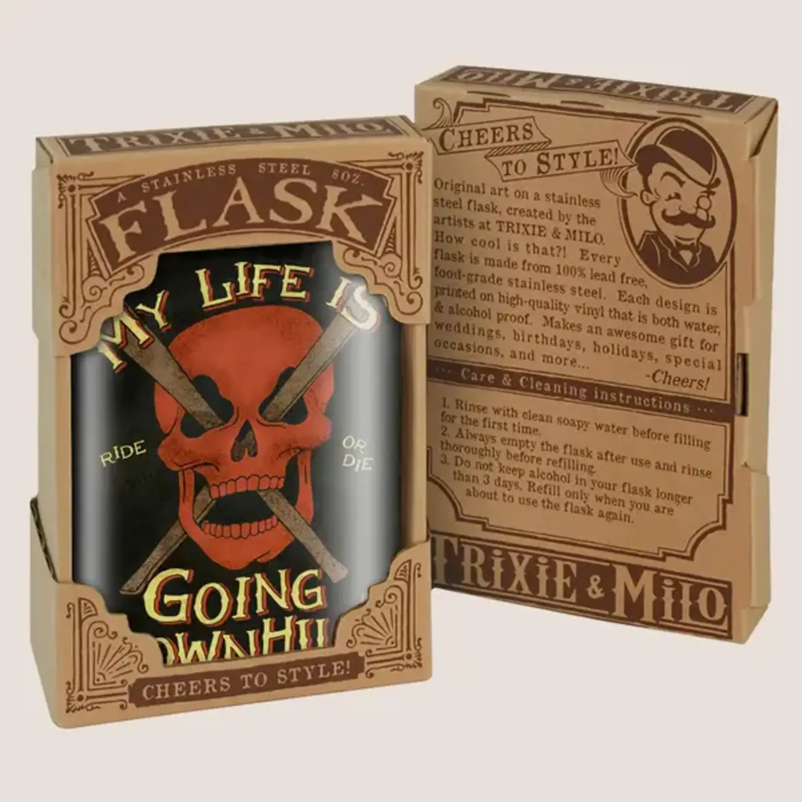 Trixie & Milo Flask 8oz - My Life is Going Downhill
