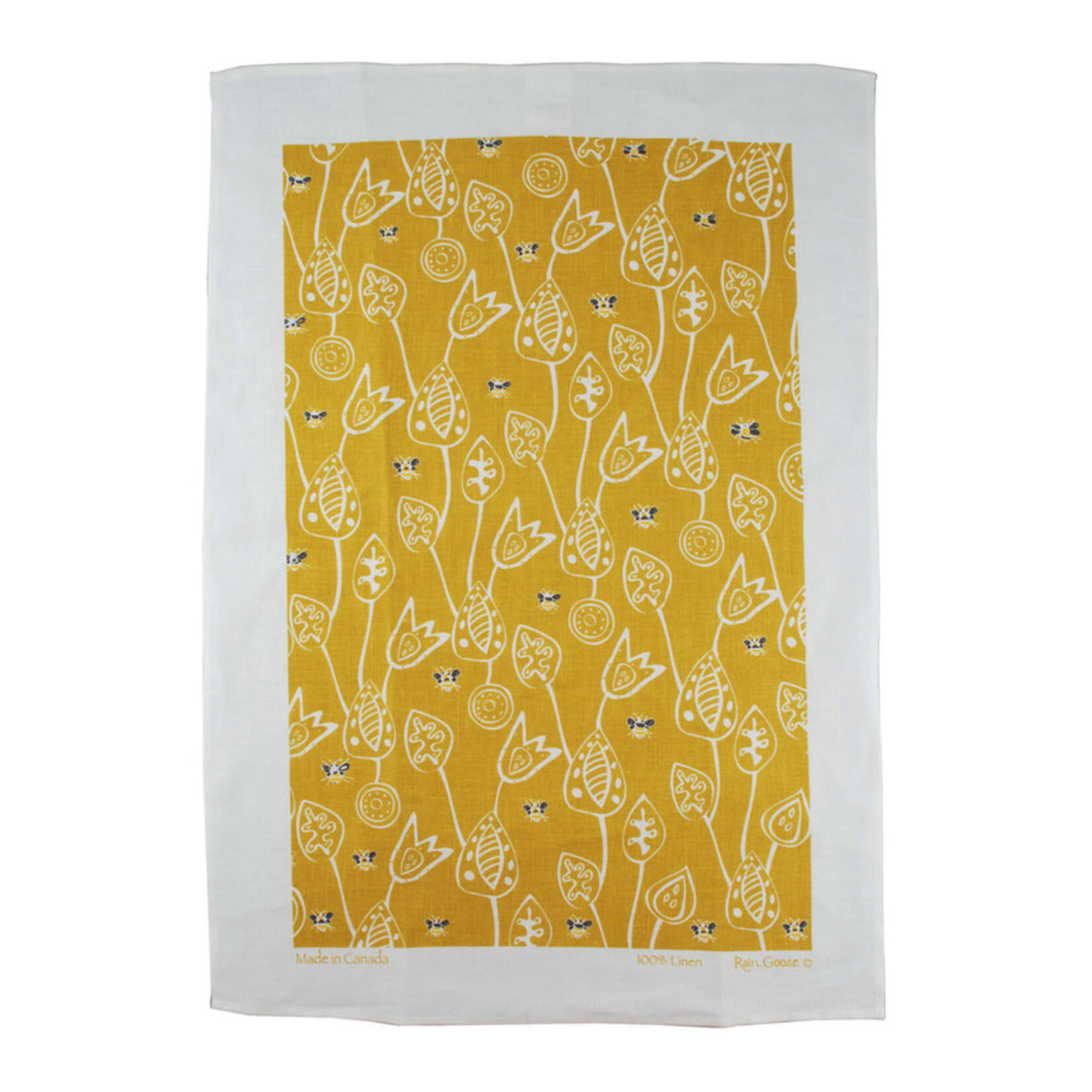Rain Goose Linen Tea Towel - Gold Bee