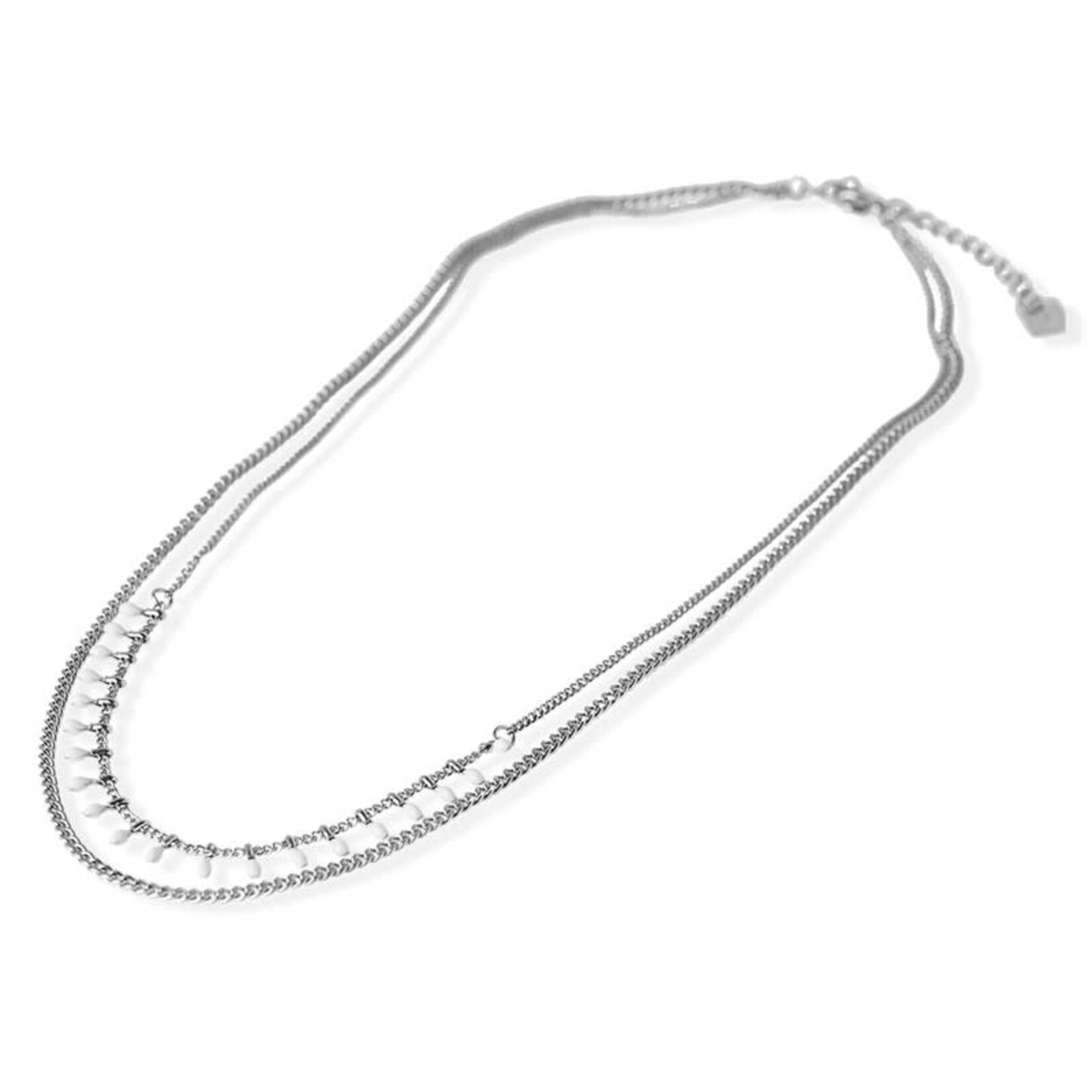 FAB Accessories White Drop Ball & Chain Necklace -