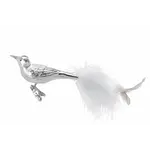 Inge - Glass Clip Bird - White Feathers 4.4"