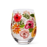 Abbott Stemless Wine Glass - Bold Floral