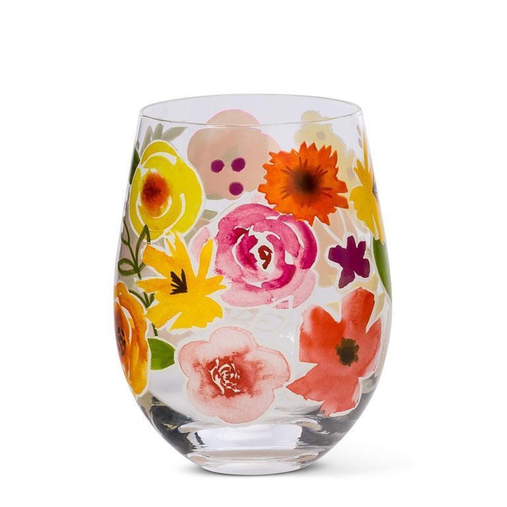 Abbott Stemless Wine Glass - Bold Floral