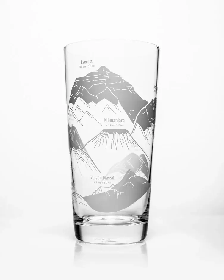 12oz Beer Glass - Mountain Peaks