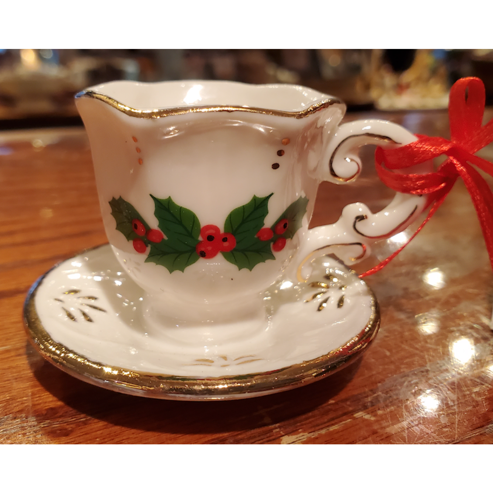 Kurt Adler Ornament - Tea Cup - Holly