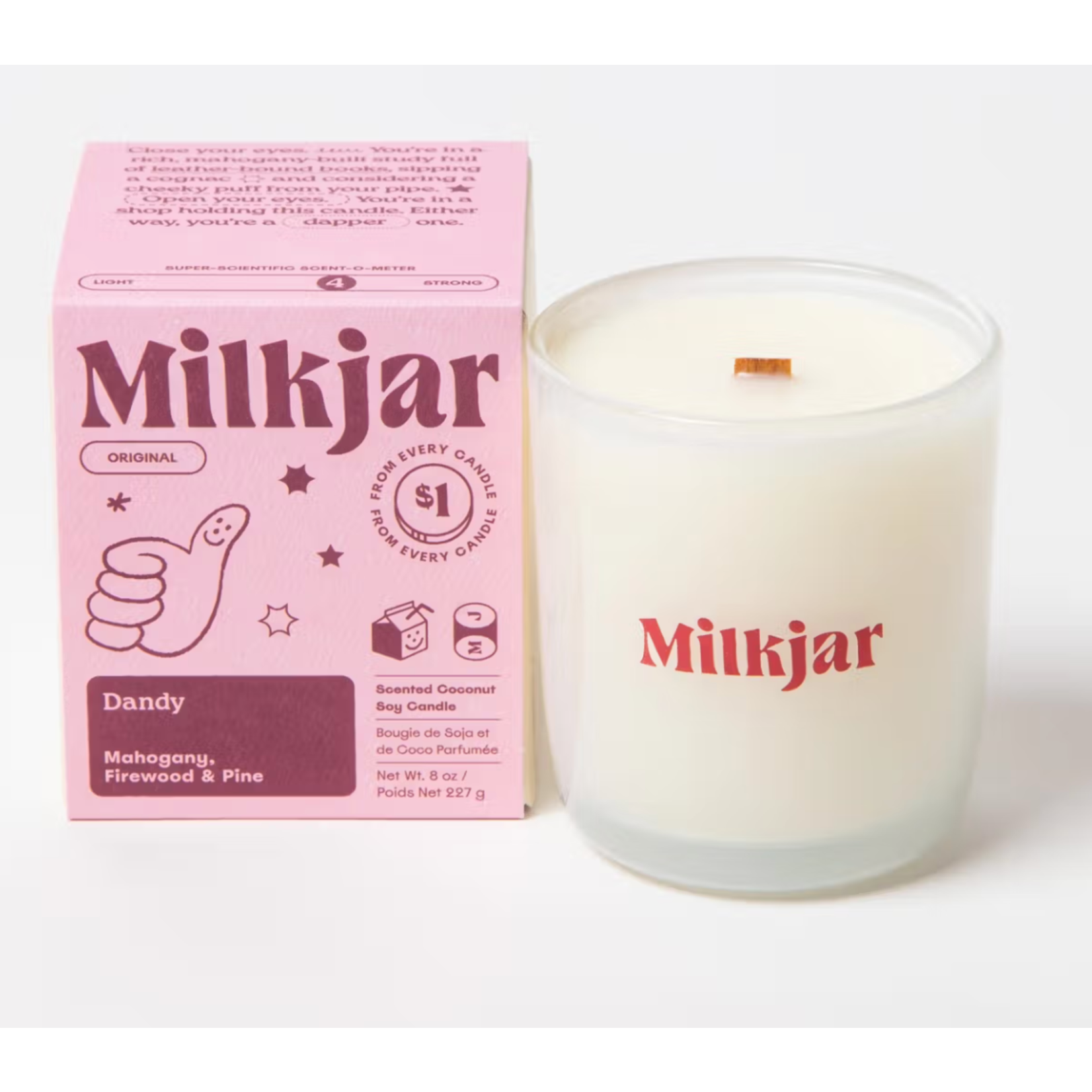 Milk Jar Candle Co Candle - Dandy (Mahogany, Firewood, & Pine)