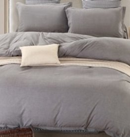 Daniadown Duvet Cover Daniadown Grey Chambray Queen w/ pillowcases