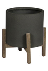LH Imports Planter LH Standing Pot SM Black PAT015-BL