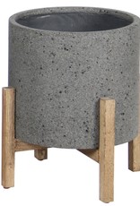 LH Imports Planter LH Round Standing Pot Grey PAT002-G