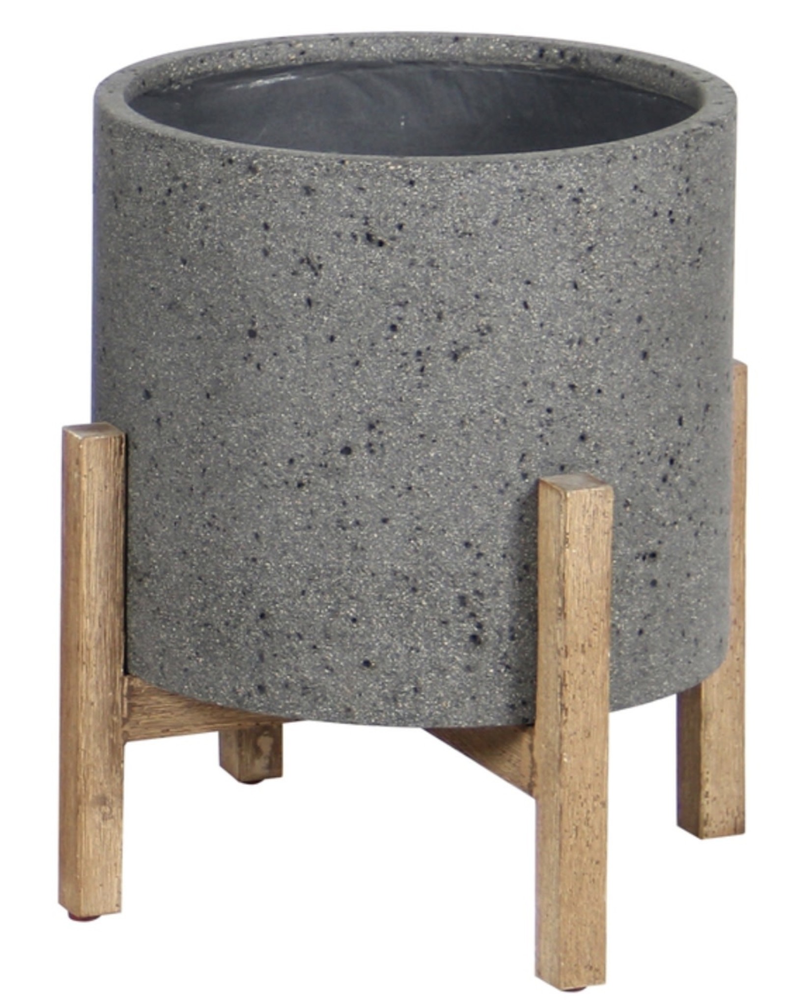 LH Imports Planter LH Round Standing Pot Grey PAT002-G
